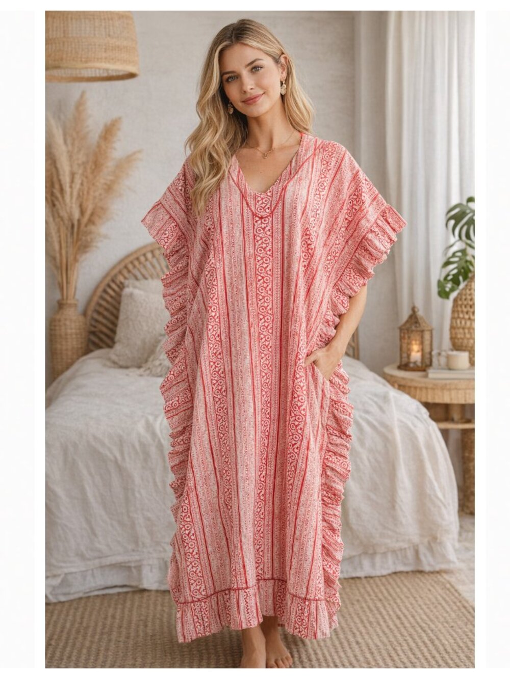 PRINTFRESH x  Pencil & Paper Co. Harbor Caftan Red Paisley